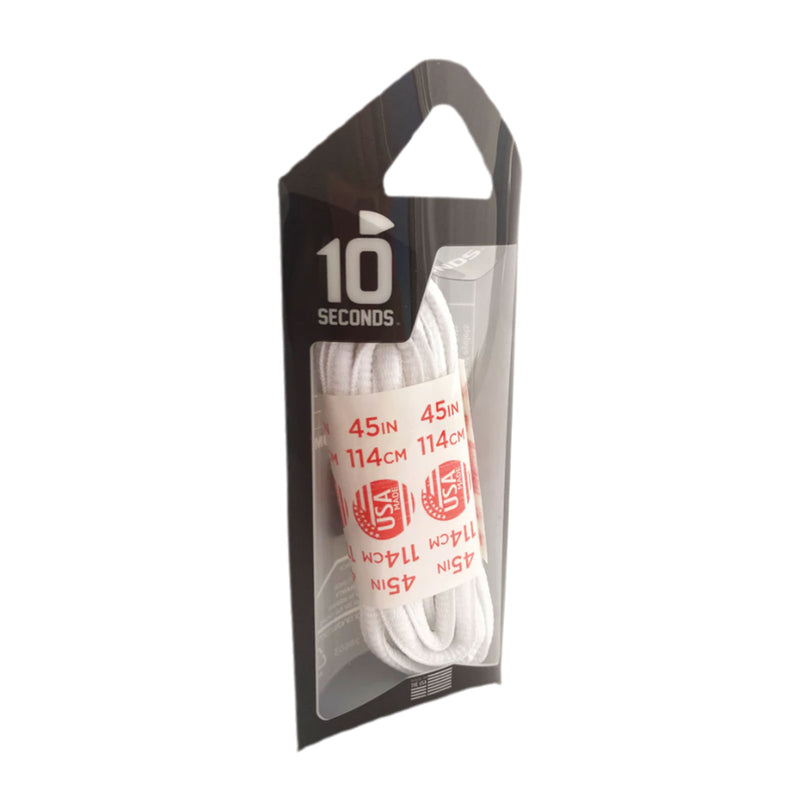 10 Seconds Athletic Oval Shoelace - White Accessories - Shoe Laces - The Heel Shoe Fitters