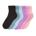 Ribbed half-crew socks, assorted colors: black, light blue, lavender, pink, blush