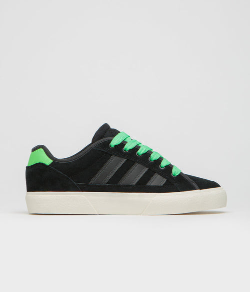 Adidas Court TNS Premiere Shoes in Core Black and Carbon / Lime Burst