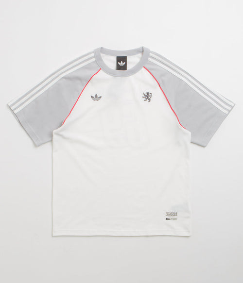 Adidas x Wall Street x Olympique Lyonnais Jersey in White and Solid Grey / Active Pink