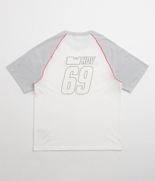 Adidas x Wall Street x Olympique Lyonnais Jersey in White and Solid Grey / Active Pink