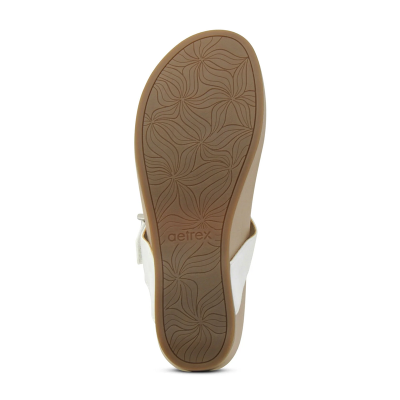 Aetrex Tasha Wedge Sandal (Women) - White Sandal - Thong - The Heel Shoe Fitters