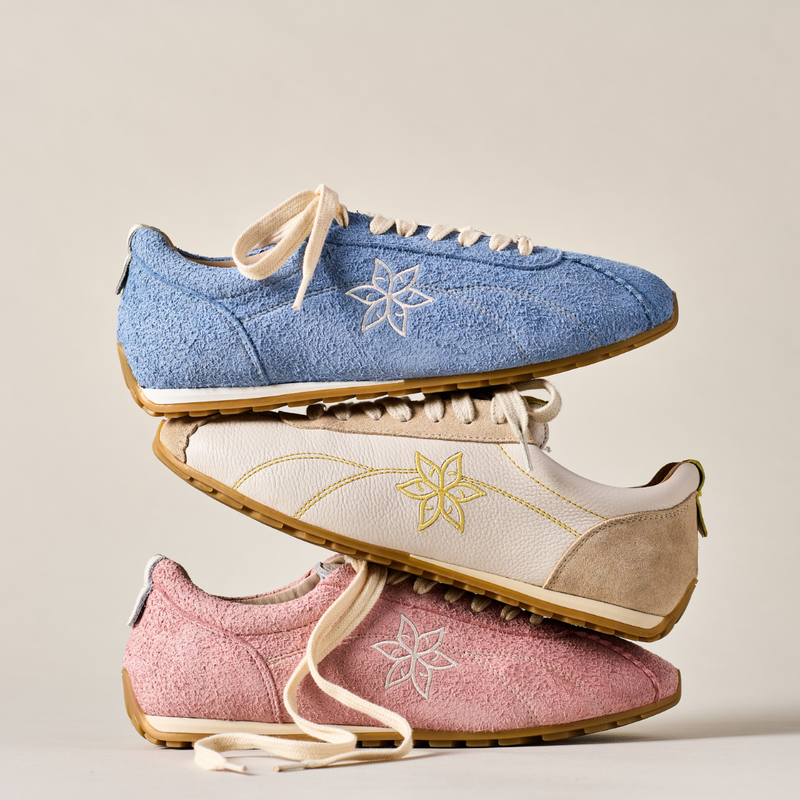 Aurora - Off White & Mustard Wide Fit Sneakers