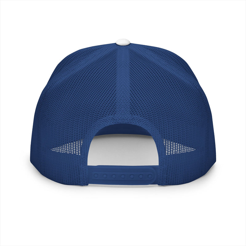 BILLY 5 Panel Flat Bill Trucker Cap (Black Vertical Logo - Embroidery) — AVAILABLE IN 10 COLORS