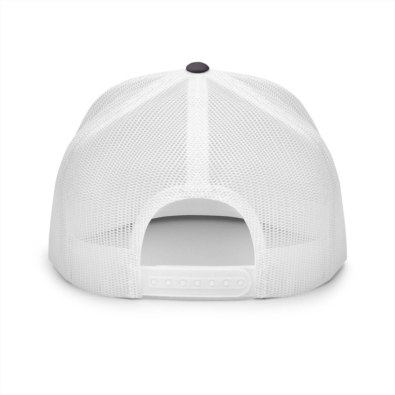 BILLY 5 Panel Flat Bill Trucker Cap (Black Vertical Logo - Embroidery) — AVAILABLE IN 10 COLORS