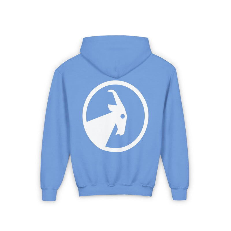 BILLY Core Youth Heavy Blend Hooded Sweatshirt (White Horizontal Logo) — AVAILABLE IN 4 COLORS