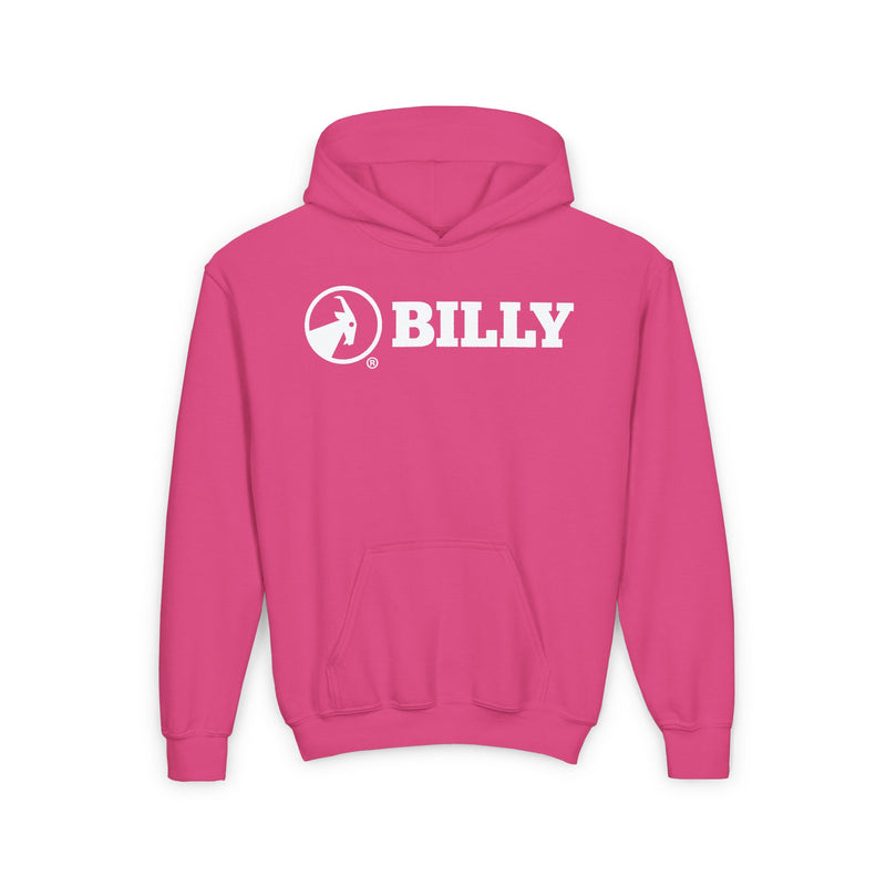 BILLY Core Youth Heavy Blend Hooded Sweatshirt (White Horizontal Logo) — AVAILABLE IN 4 COLORS