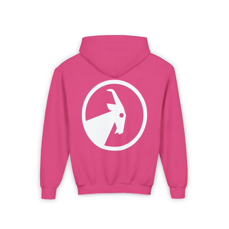 BILLY Core Youth Heavy Blend Hooded Sweatshirt (White Horizontal Logo) — AVAILABLE IN 4 COLORS