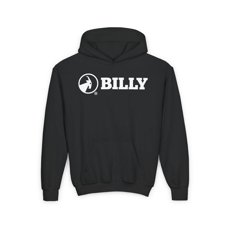 BILLY Core Youth Heavy Blend Hooded Sweatshirt (White Horizontal Logo) — AVAILABLE IN 4 COLORS