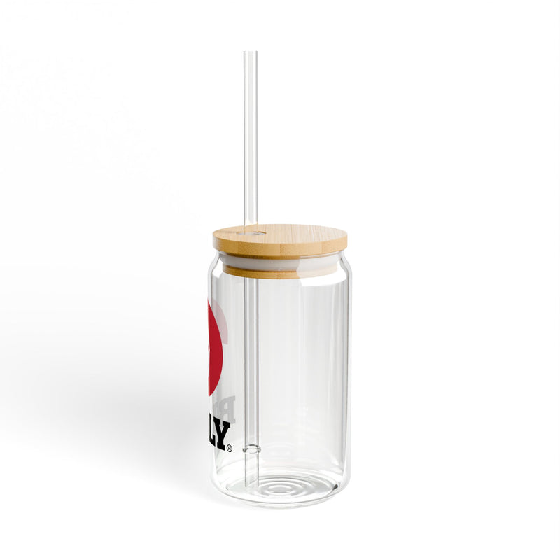 BILLY Sipper Glass, 16oz (Red/Black Vertical Logo)