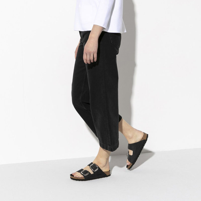 Birkenstock Arizona Big Buckle Slide Sandal (Women) - Black Oiled Leather Sandal - Slide - The Heel Shoe Fitters