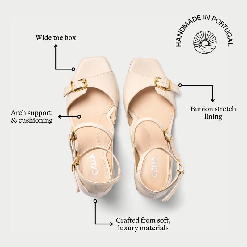 Bridget - Off White Leather Heels