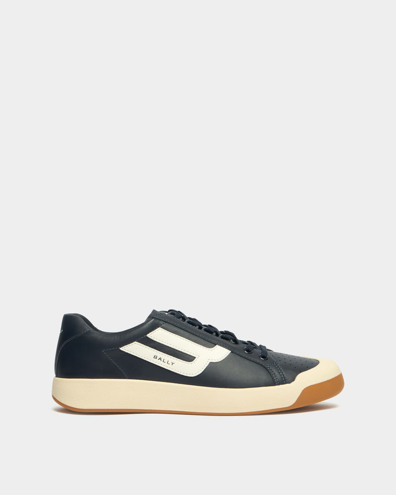 Competition Sneaker in Navy Blue and White Leather