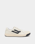 Competition Sneaker in White and Navy Blue Leather