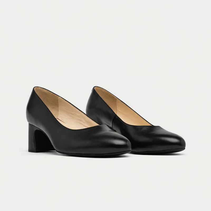Hallie - Black Leather Pumps