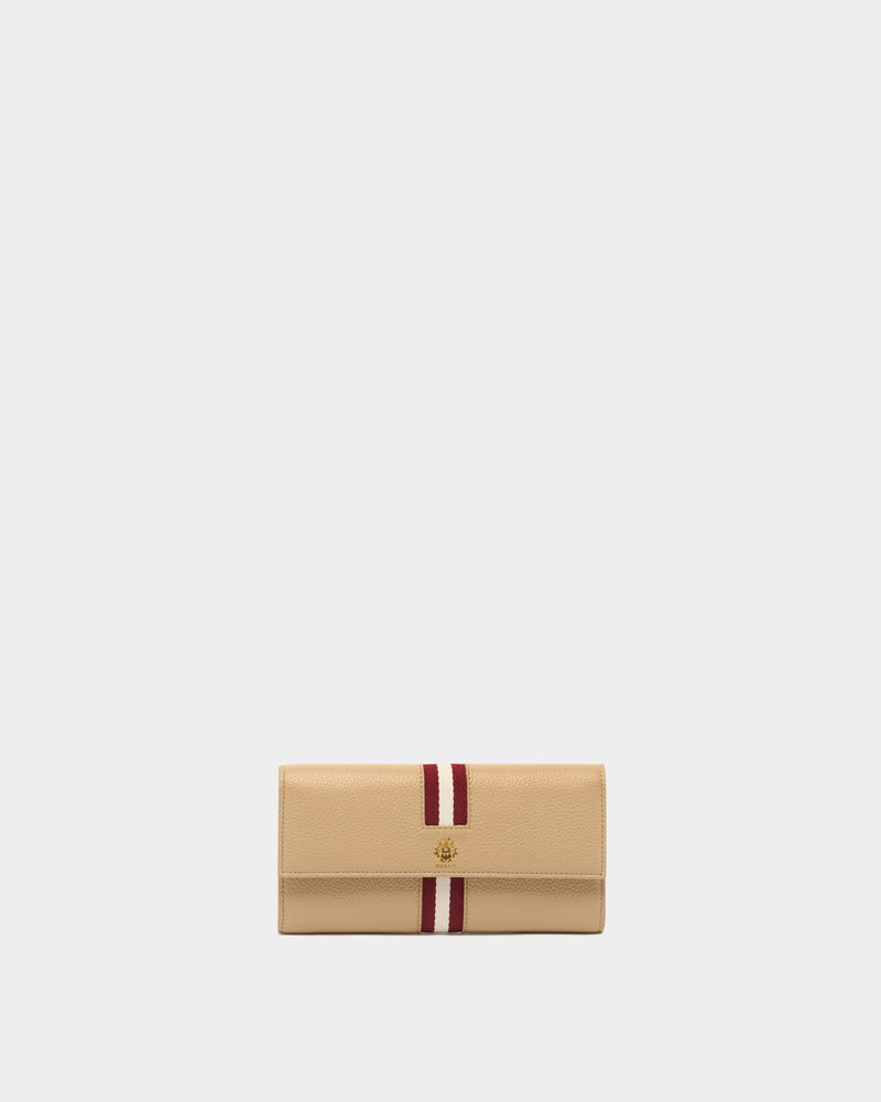 Hera Long Wallet in Light Beige Grained Leather With a Bally Ribbon