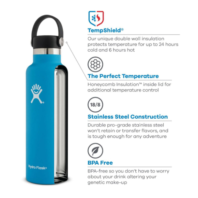 HydroFlask Standard Mouth Water Bottle with Flex Cap 21 oz - Stone Grey Accessories - Drinkware - The Heel Shoe Fitters