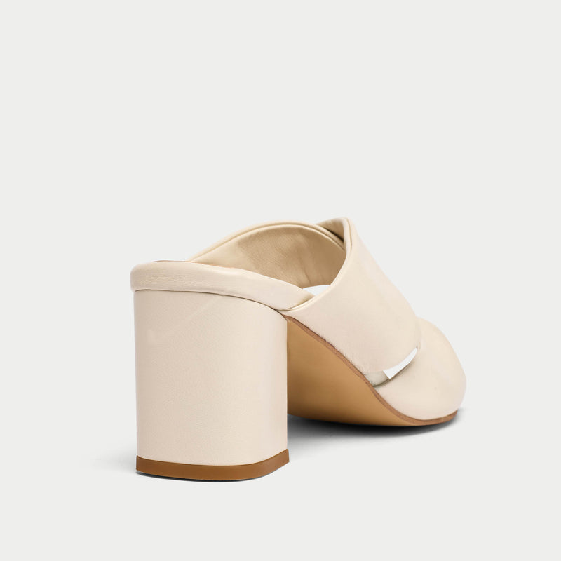 mia off white comfortable heels heel close up