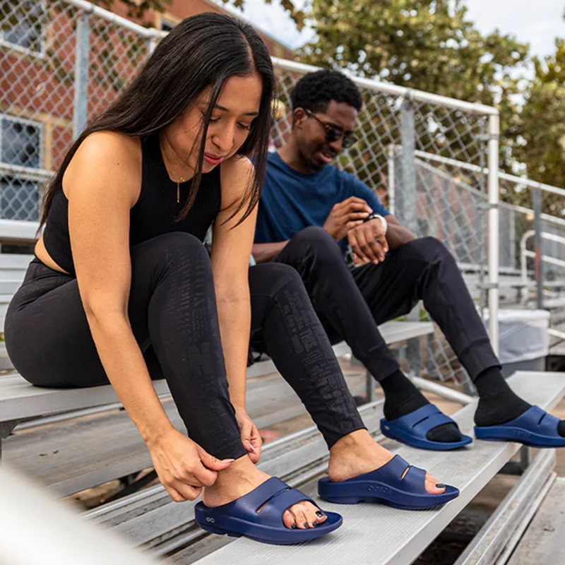 Oofos OOahh Slide Sandal (Unisex) - Navy Sandal - Slide - The Heel Shoe Fitters