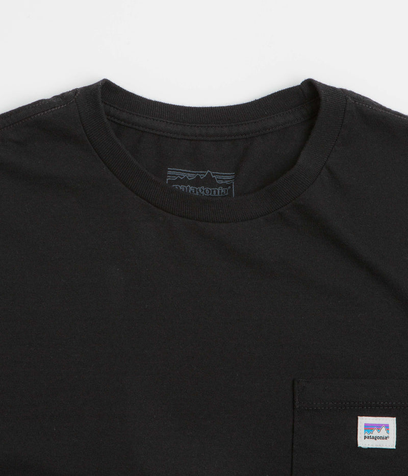 Patagonia Shop Sticker Pocket Responsibili-Tee Long Sleeve T-Shirt in Black