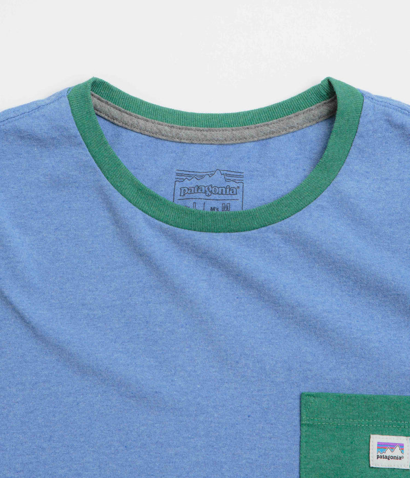 Patagonia Shop Sticker Pocket Responsibili-Tee T-Shirt in Abundant Blue