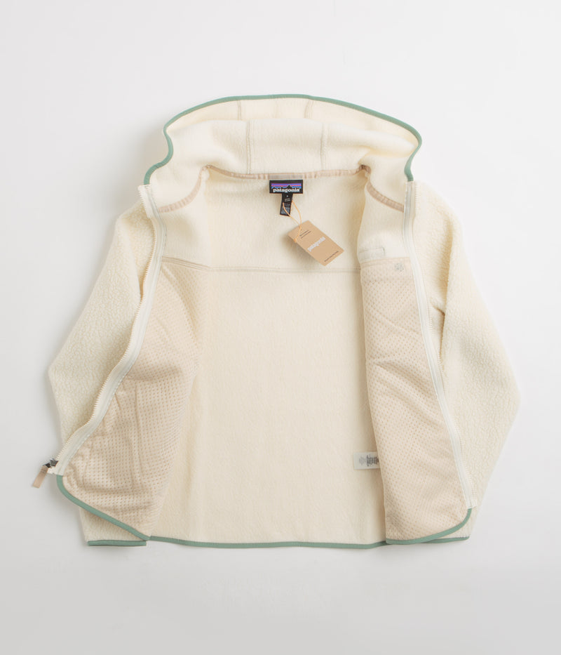 Patagonia Womens Retro Pile Hooded Fleece in Natural and Ellwood Green