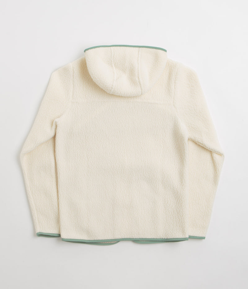 Patagonia Womens Retro Pile Hooded Fleece in Natural and Ellwood Green