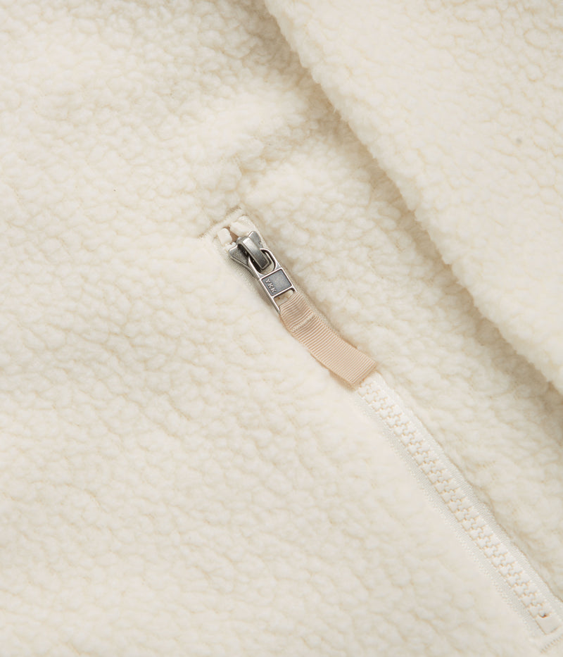Patagonia Womens Retro Pile Hooded Fleece in Natural and Ellwood Green