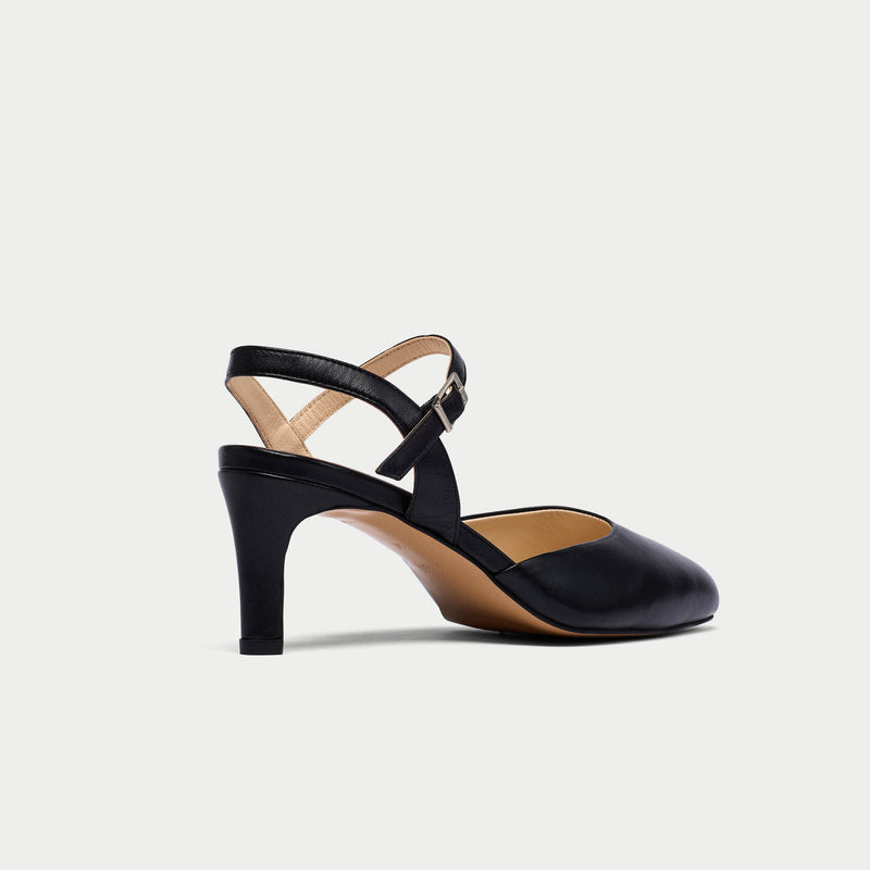 Patricia - Black Leather Heels
