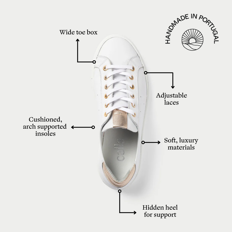 Star smooth champagne trainers features