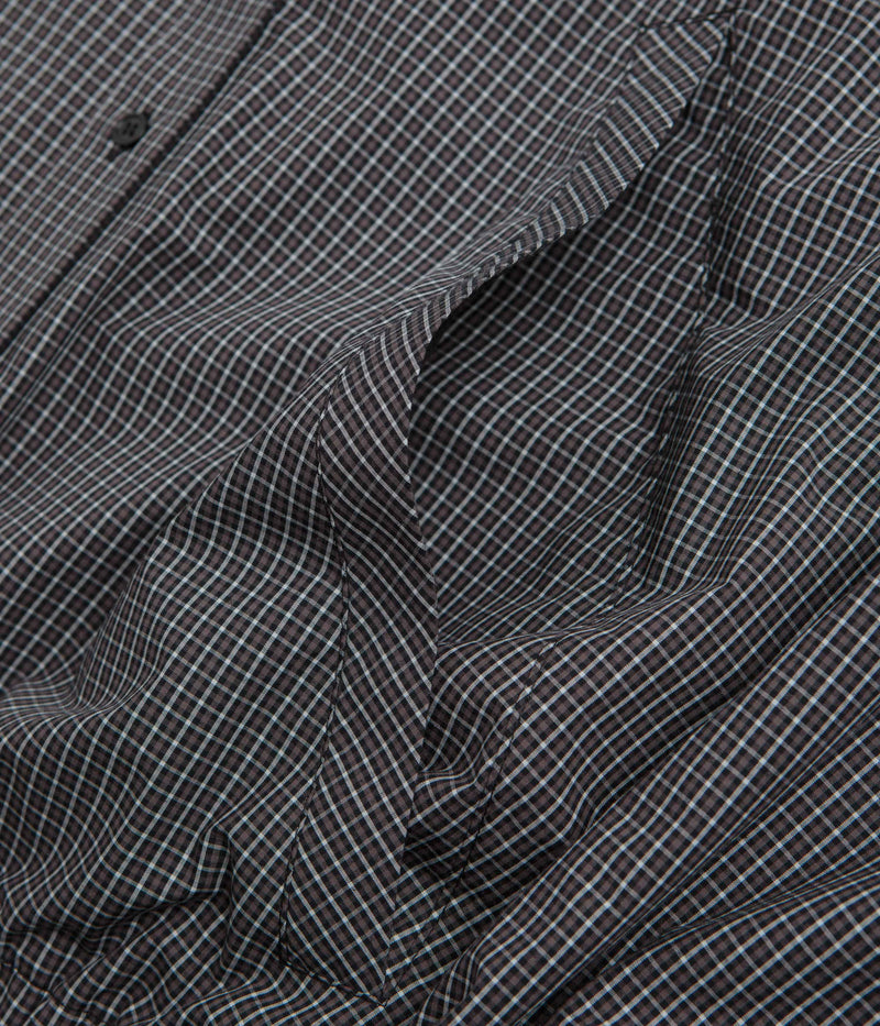 Umbro Gingham Masked Shirt Jacket in Coffee Brown and White Black